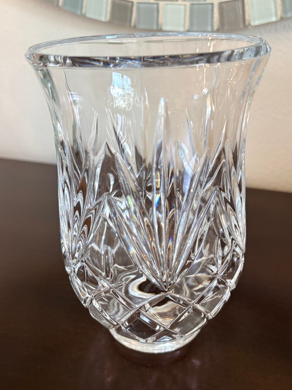 Godinger Lexington Crystal Hurricane Lamp Replacement Shade 6.5” Cut Glass